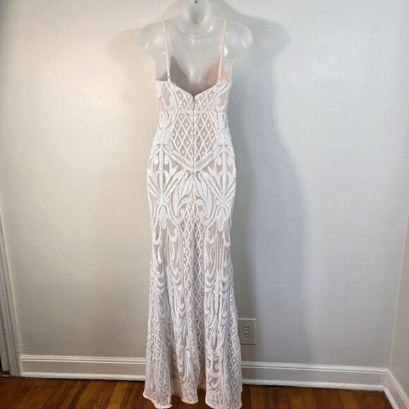 Lulus Destined for Romance Maxi Dress Women's XS Beige White Sequin Bridal - Picture 2 of 16